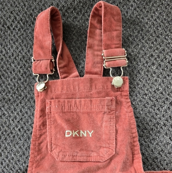 Dkny Girls Overalls Corduroy Sz S Pockets Party Logo Pink School Party - Picture 4 of 12